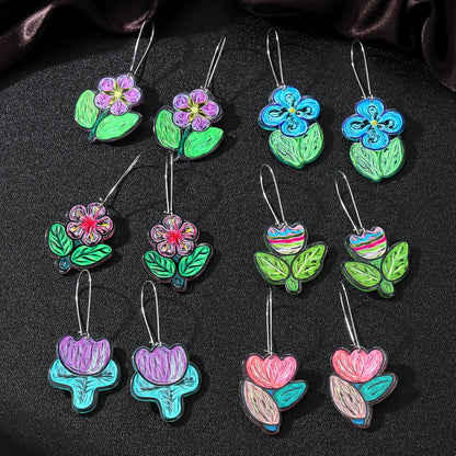 1 Pair Sweet Flower Arylic Women's Drop Earrings