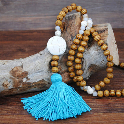 1 Piece Ethnic Style Geometric Wood Howlite Beaded Unisex Sweater Chain