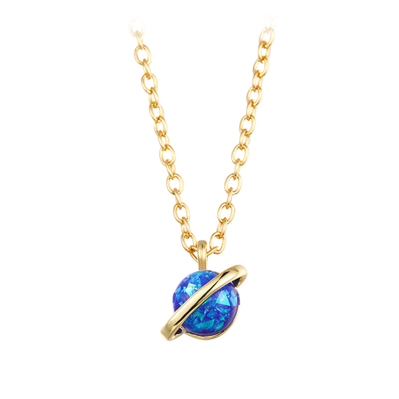 Simple Style Planet Copper Gold Plated Inlay Artificial Gemstones Pendant Necklace 1 Piece