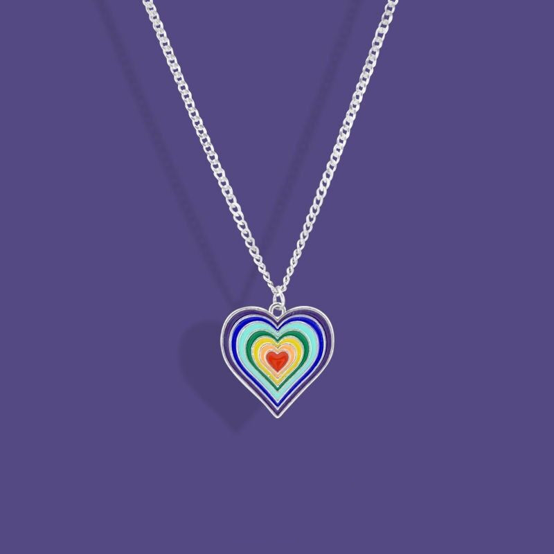 Fashion Rainbow Heart Shape Flower Alloy Enamel Women's Necklace