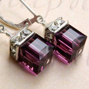 Fashion Square Alloy Plating Inlay Artificial Gemstones Women's Drop Earrings 1 Pair