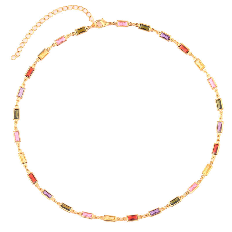 Shiny Geometric Copper Gold Plated Zircon Necklace