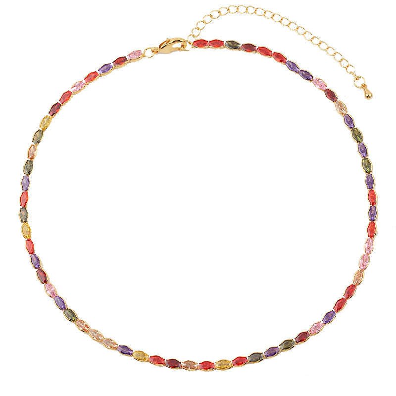 Shiny Geometric Copper Gold Plated Zircon Necklace