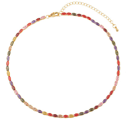 Shiny Geometric Copper Gold Plated Zircon Necklace