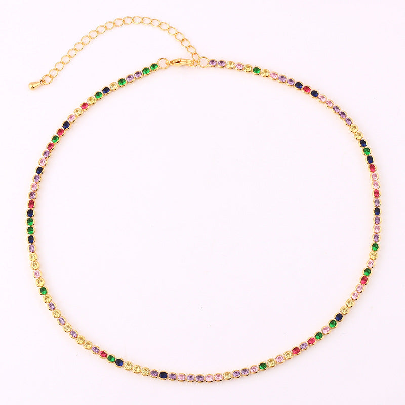 Shiny Geometric Copper Gold Plated Zircon Necklace