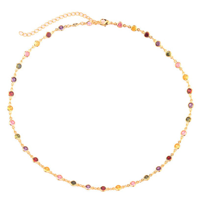 Shiny Geometric Copper Gold Plated Zircon Necklace