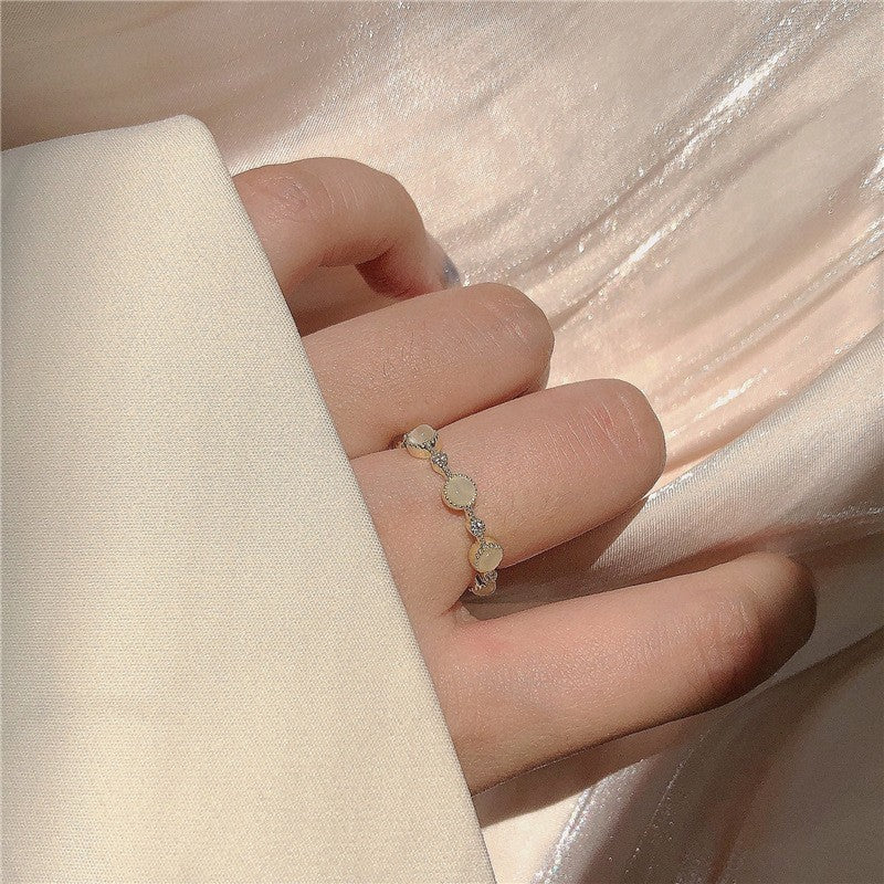 Simple Style Heart Shape Copper Inlay Zircon Rings