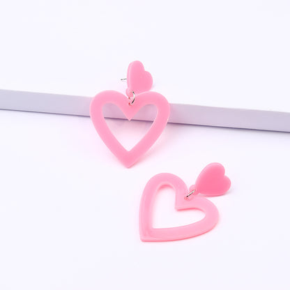 Simple Style Heart Shape Rectangle Arylic Women's Drop Earrings