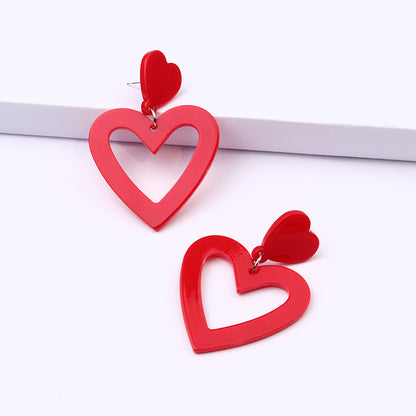 Simple Style Heart Shape Rectangle Arylic Women's Drop Earrings