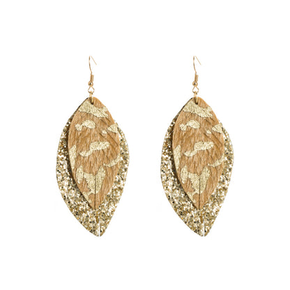 1 Pair Elegant Leaf Plating Pu Leather Alloy Drop Earrings