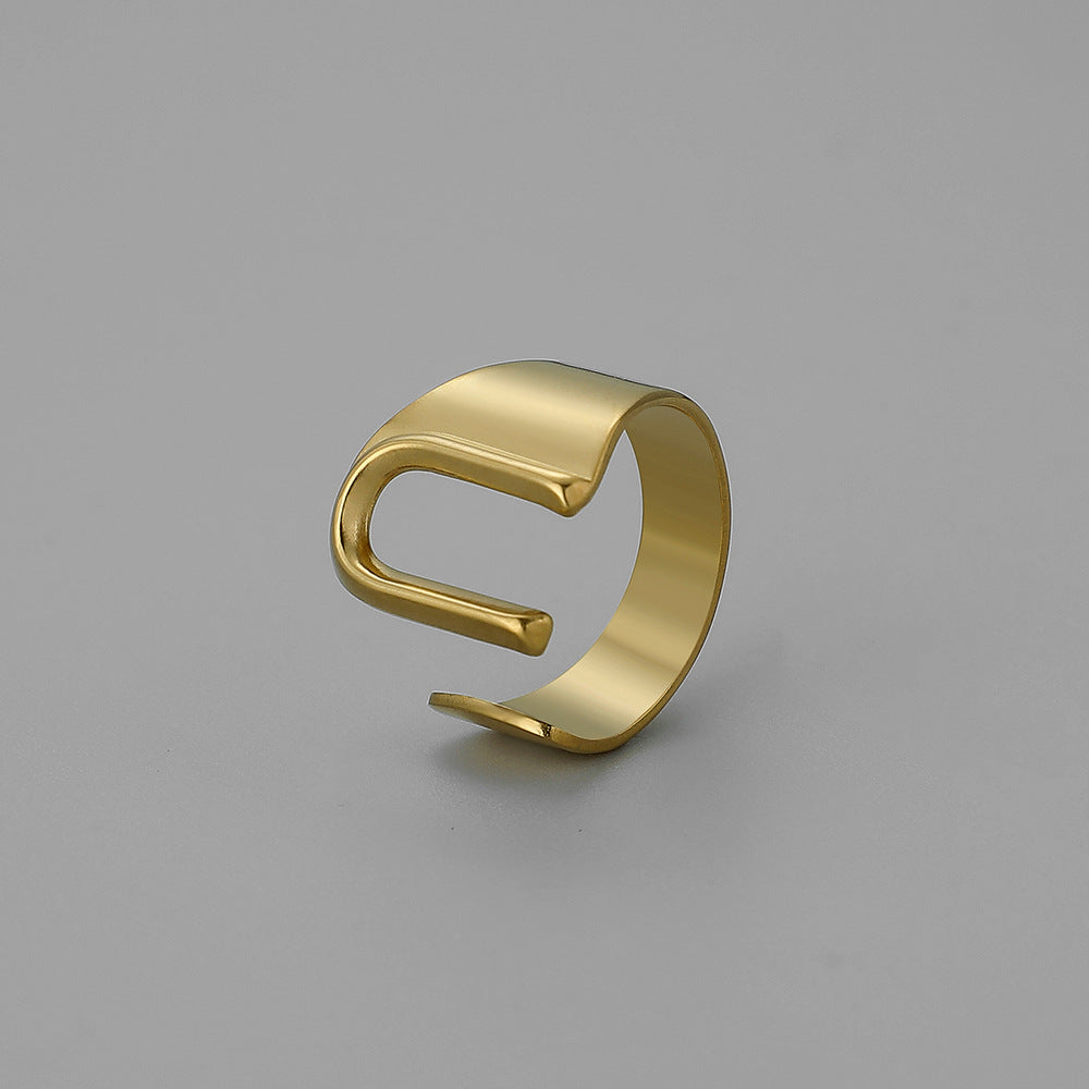 Ins Style Letter Titanium Steel Plating Open Ring