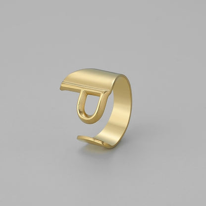 Ins Style Letter Titanium Steel Plating Open Ring