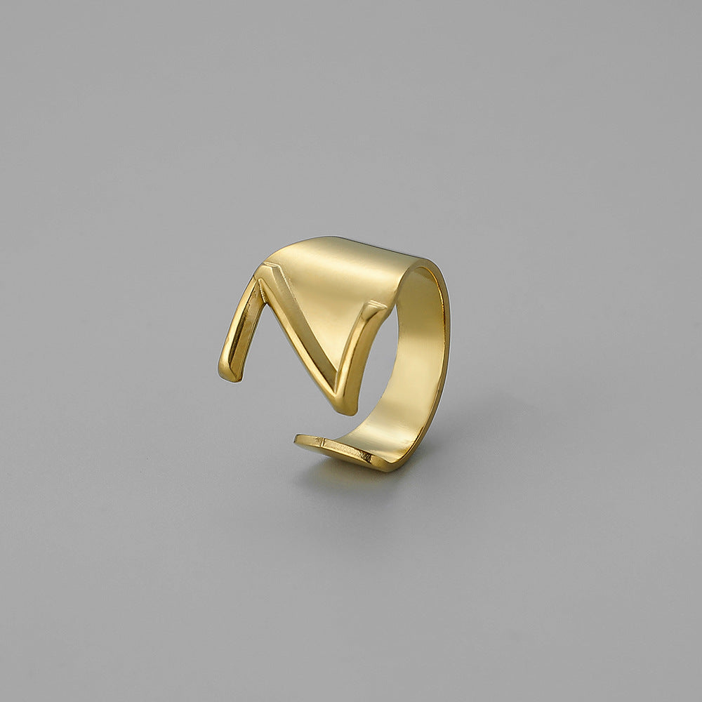 Ins Style Letter Titanium Steel Plating Open Ring