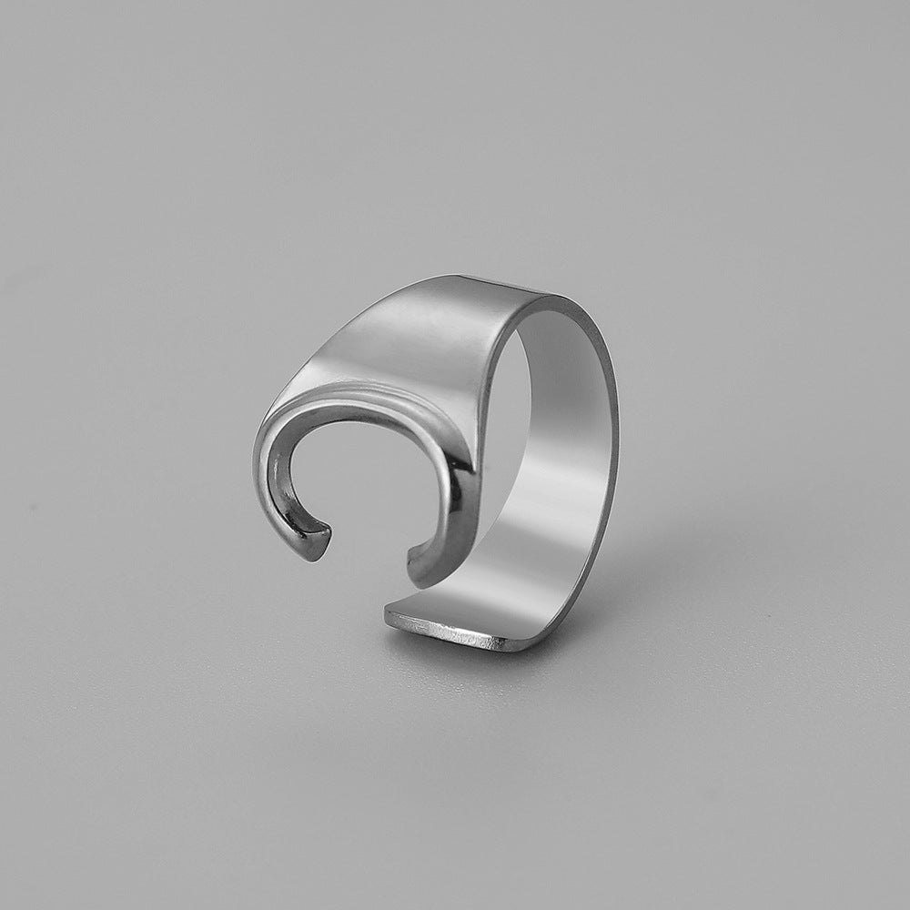 Ins Style Letter Titanium Steel Plating Open Ring