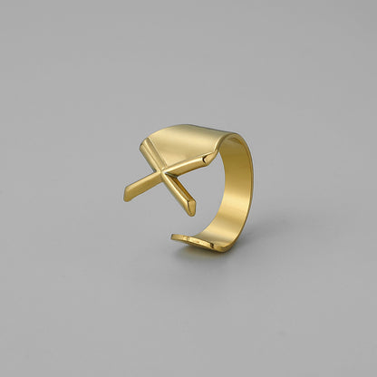 Ins Style Letter Titanium Steel Plating Open Ring