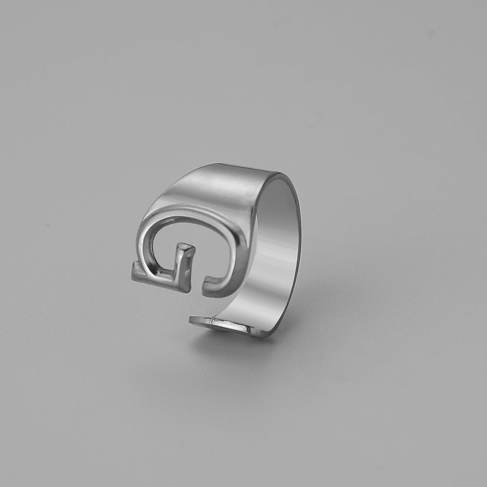 Ins Style Letter Titanium Steel Plating Open Ring