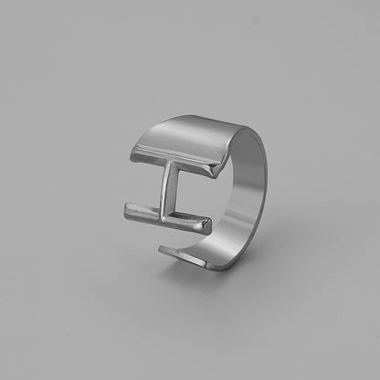 Ins Style Letter Titanium Steel Plating Open Ring