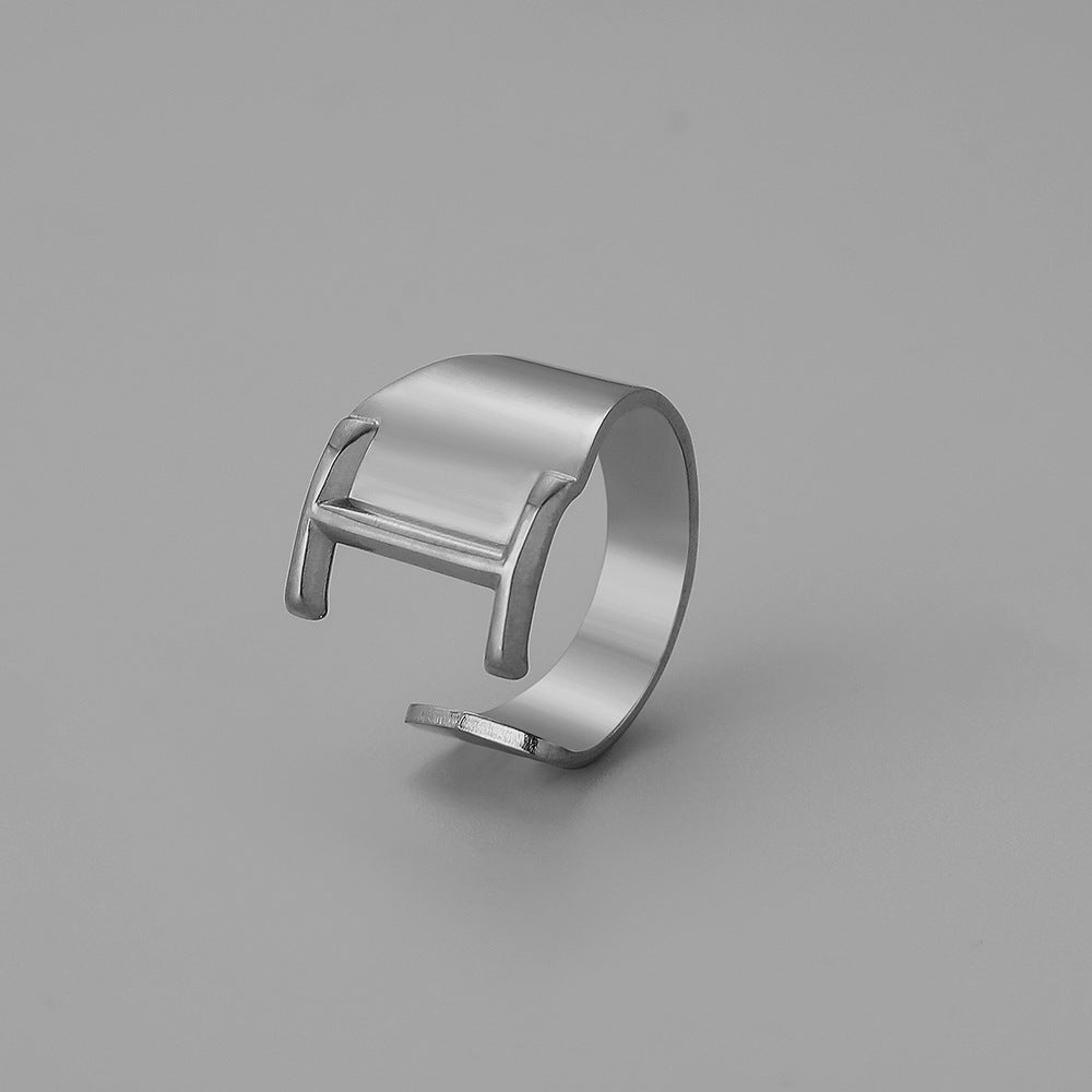 Ins Style Letter Titanium Steel Plating Open Ring