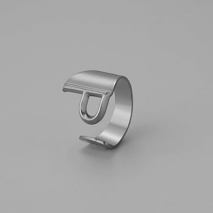 Ins Style Letter Titanium Steel Plating Open Ring