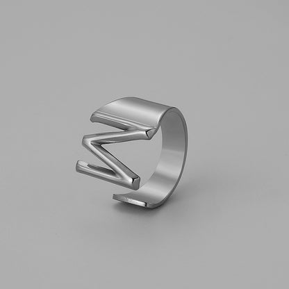 Ins Style Letter Titanium Steel Plating Open Ring