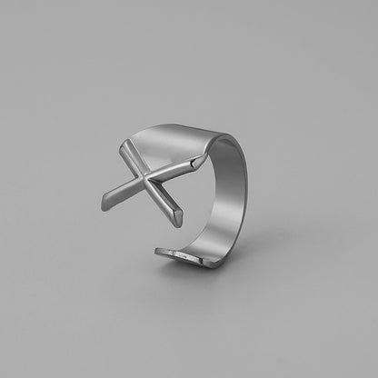 Ins Style Letter Titanium Steel Plating Open Ring