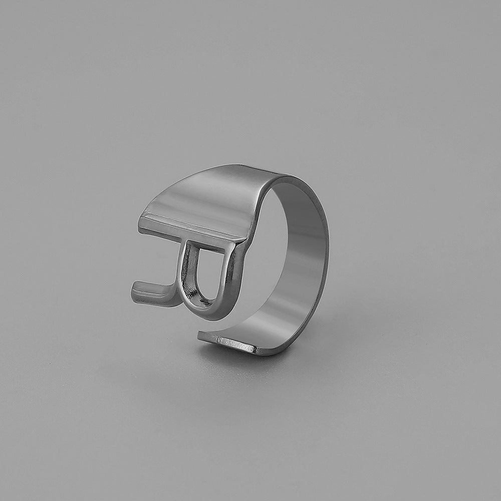 Ins Style Letter Titanium Steel Plating Open Ring