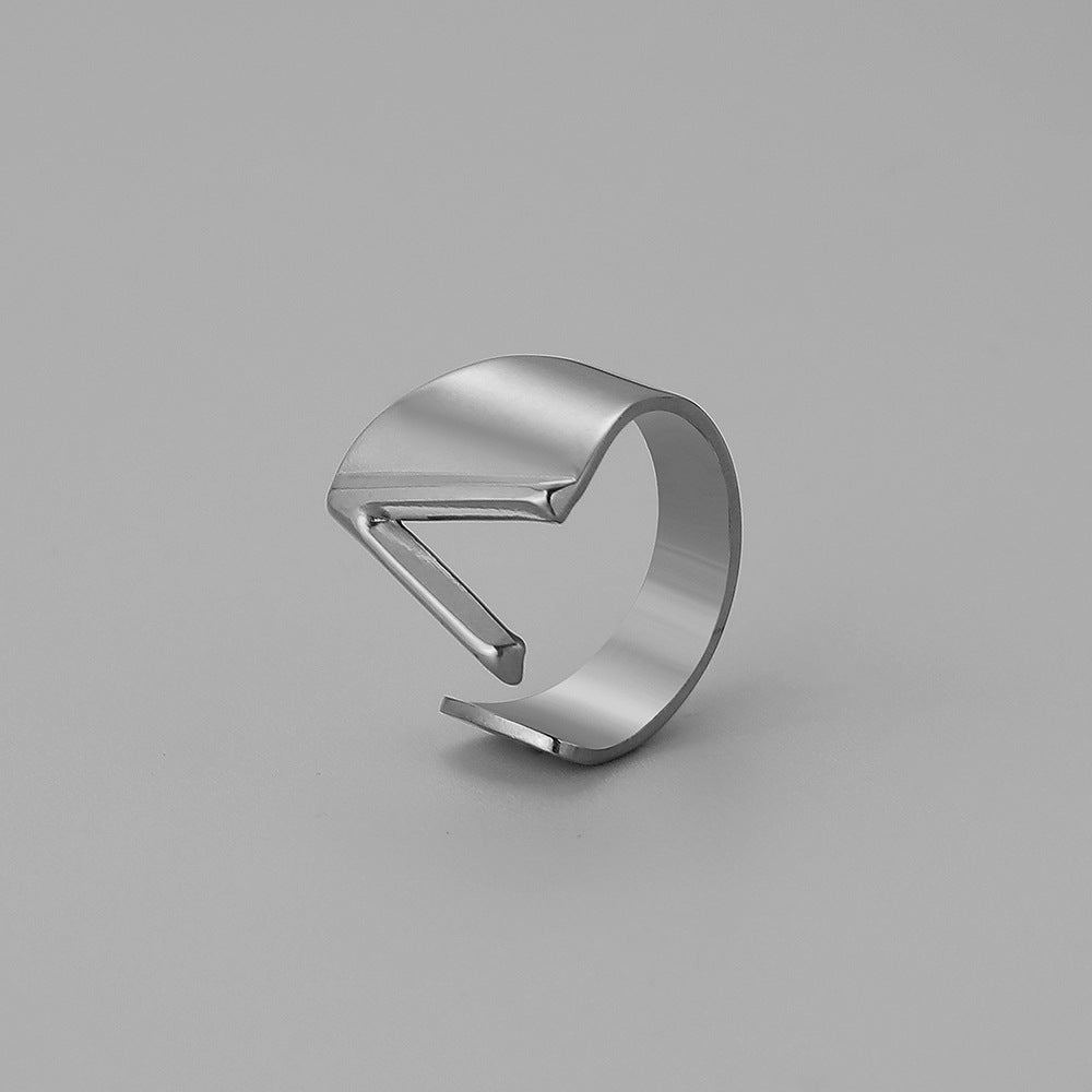 Ins Style Letter Titanium Steel Plating Open Ring