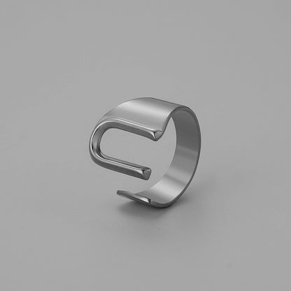 Ins Style Letter Titanium Steel Plating Open Ring