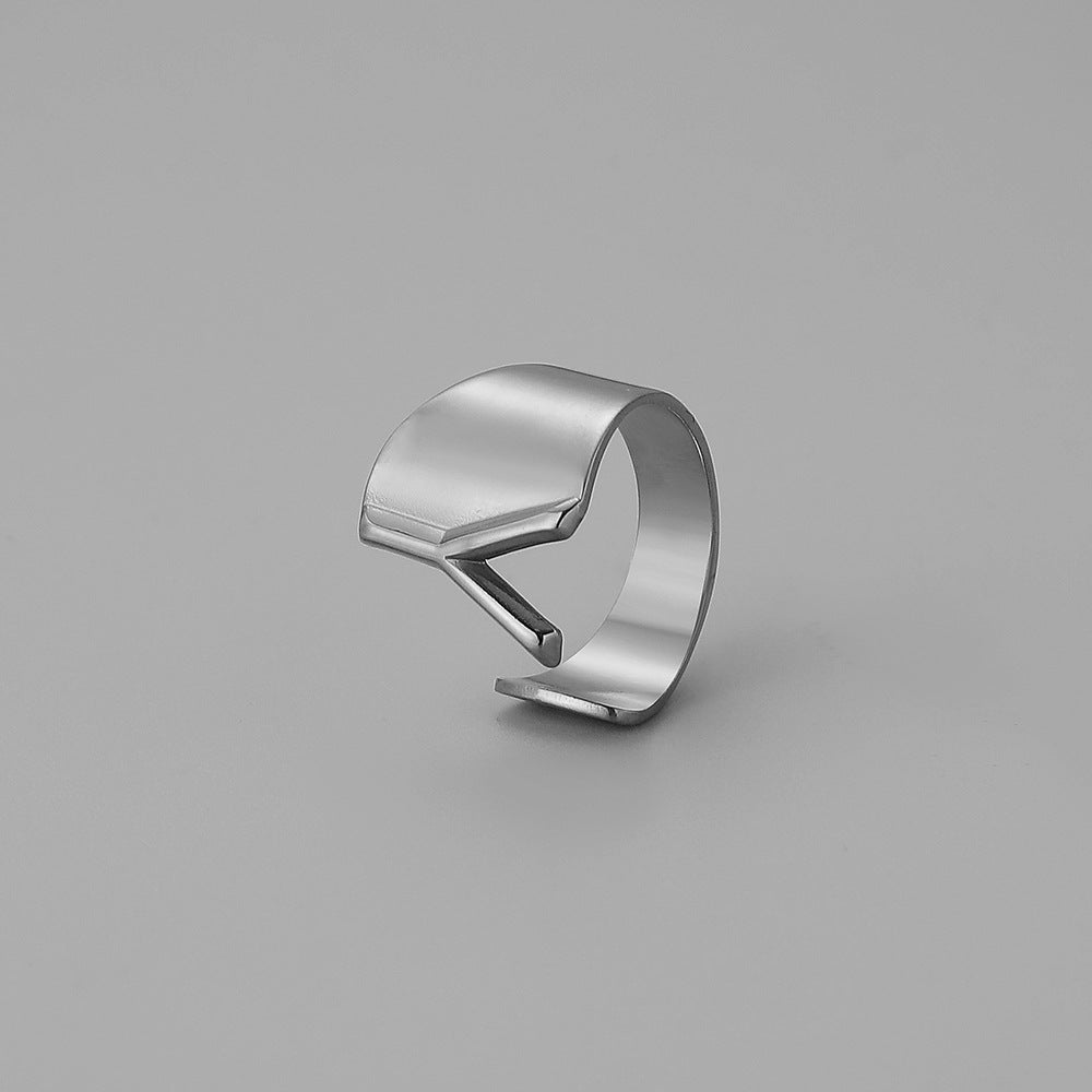 Ins Style Letter Titanium Steel Plating Open Ring