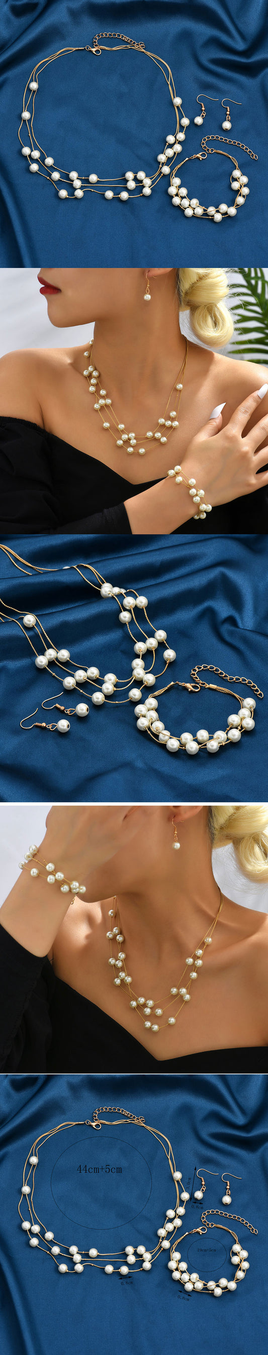 Elegant Geometric Alloy Plating Artificial Pearls Women's Bracelets Earrings Necklace 1 Set