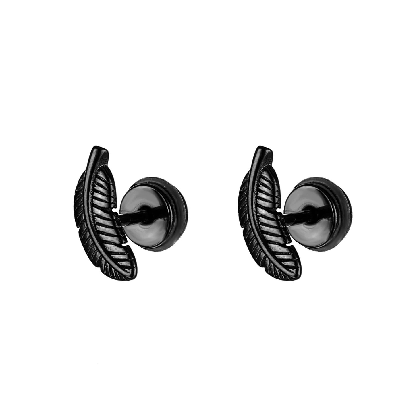 Punk Leaf Stainless Steel Plating Ear Studs 1 Pair