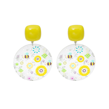 Simple Style Flower Snowflake Arylic Printing Women's Drop Earrings 1 Pair