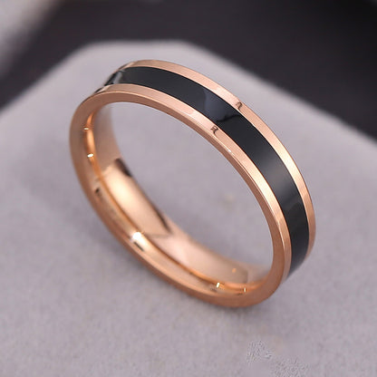 Retro Color Block Titanium Steel Epoxy Plating 18k Gold Plated Rings