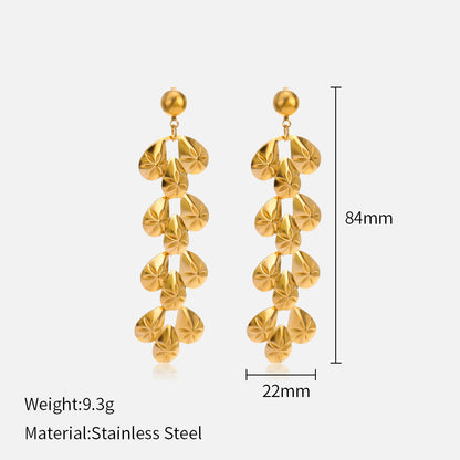 Retro Water Droplets Stainless Steel Plating Drop Earrings 1 Pair