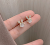 Sweet Heart Shape Wings Bow Knot Copper Plating Inlay Artificial Pearls Artificial Diamond Hoop Earrings Drop Earrings Ear Studs 1 Pair