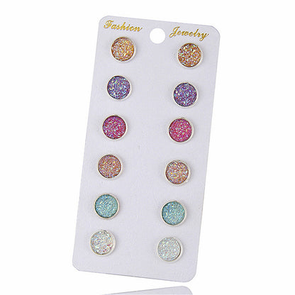 6 Pairs Simple Style Round Plating Alloy Ear Studs