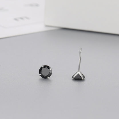 1 Pair Simple Style Round Inlay Sterling Silver Zircon Ear Studs