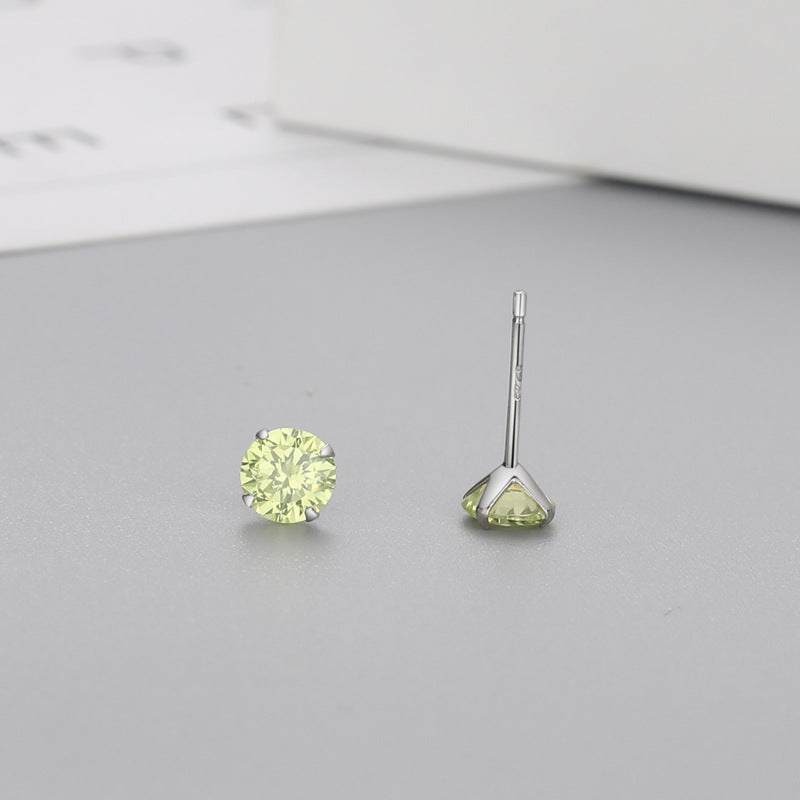 Simple Style Geometric Sterling Silver Zircon Ear Studs 1 Pair