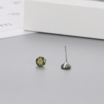 Simple Style Geometric Sterling Silver Zircon Ear Studs 1 Pair