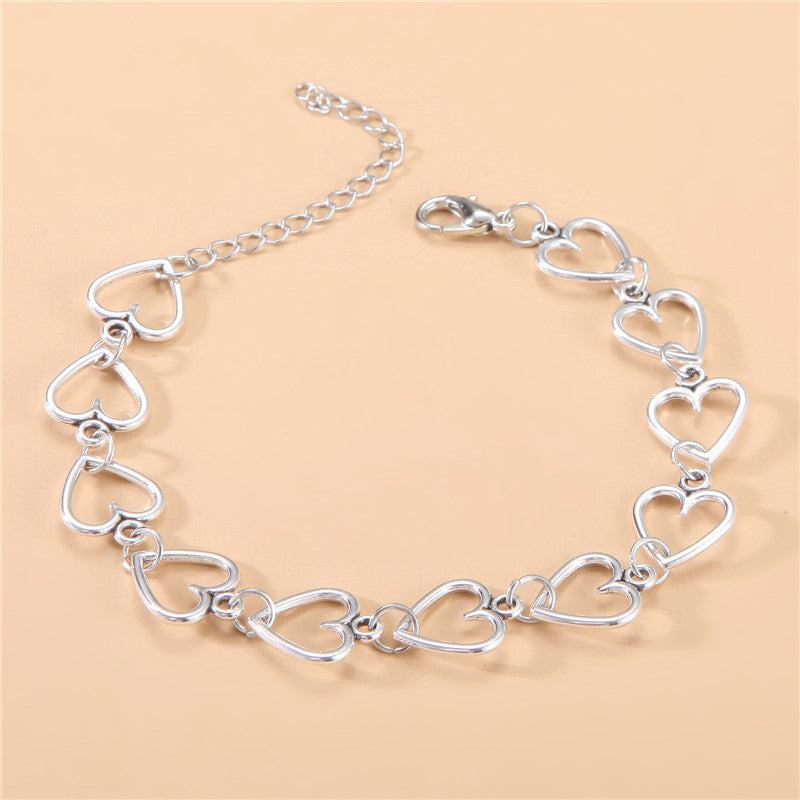 Fashion Heart Shape Alloy Titanium Steel Plating Rhinestones Artificial Pearls Women'S Bracelets