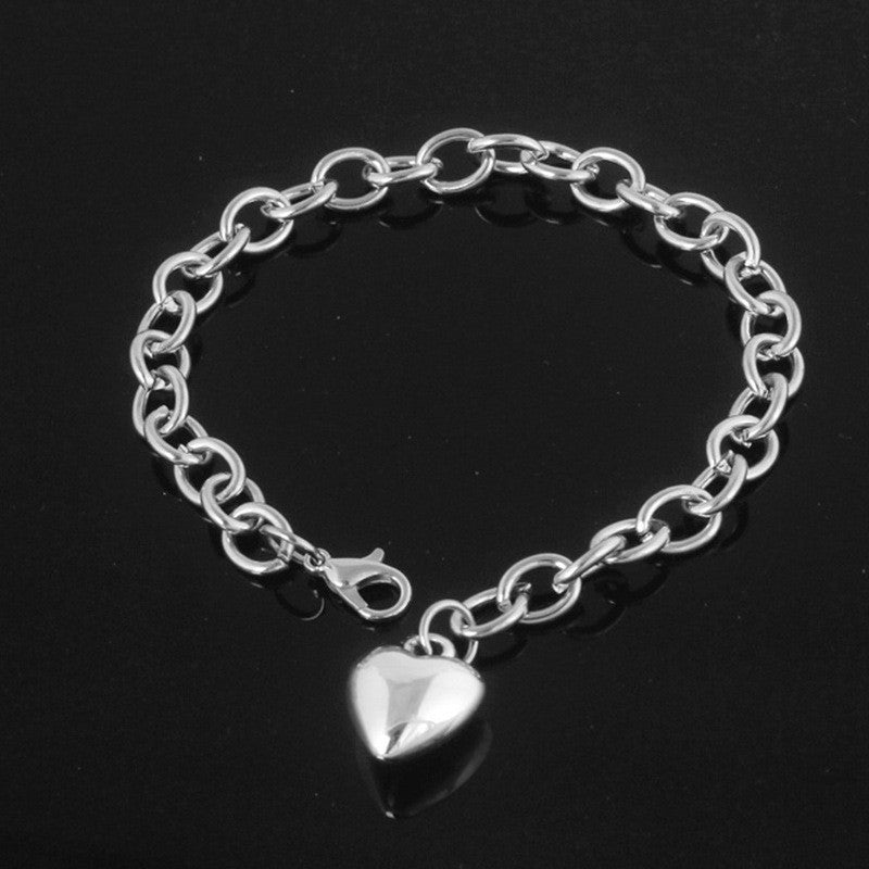 Fashion Heart Shape Alloy Titanium Steel Plating Rhinestones Artificial Pearls Women'S Bracelets