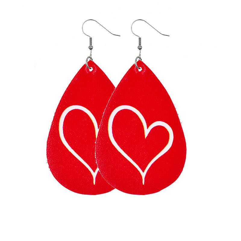 1 Pair Lady Streetwear Letter Heart Shape Pu Leather Drop Earrings