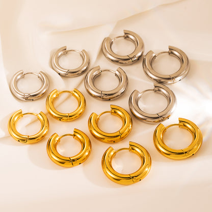 1 Set Simple Style Eye Solid Color Gold Plated Stainless Steel Gold Plated Earrings