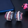 Fashion U Shape Copper Inlaid Zircon Gem Earrings