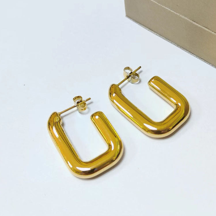 Fashion Geometric Titanium Steel Gold Plated Earrings 1 Pair