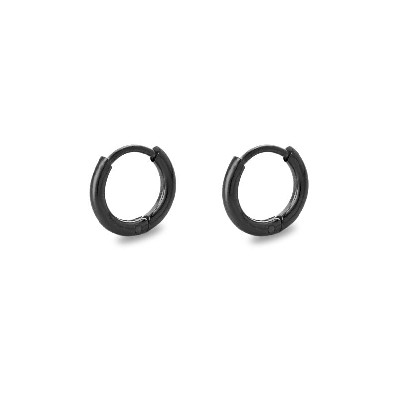 Simple Style Solid Color Stainless Steel Hoop Earrings 1 Pair