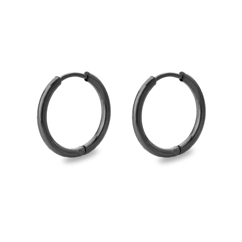 Simple Style Solid Color Stainless Steel Hoop Earrings 1 Pair