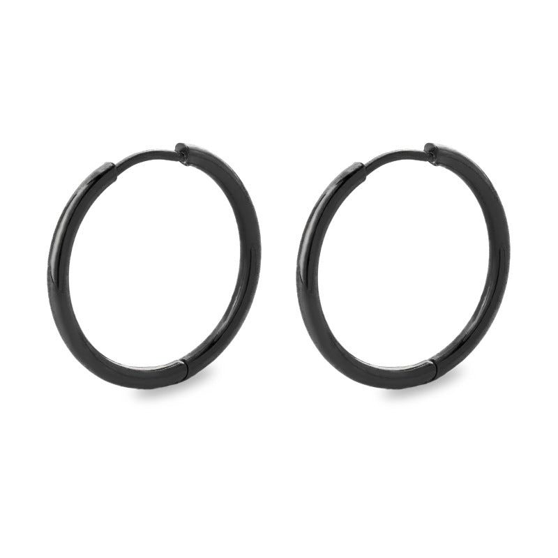 Simple Style Solid Color Stainless Steel Hoop Earrings 1 Pair