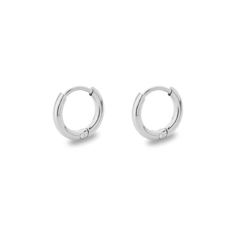 Simple Style Solid Color Stainless Steel Hoop Earrings 1 Pair