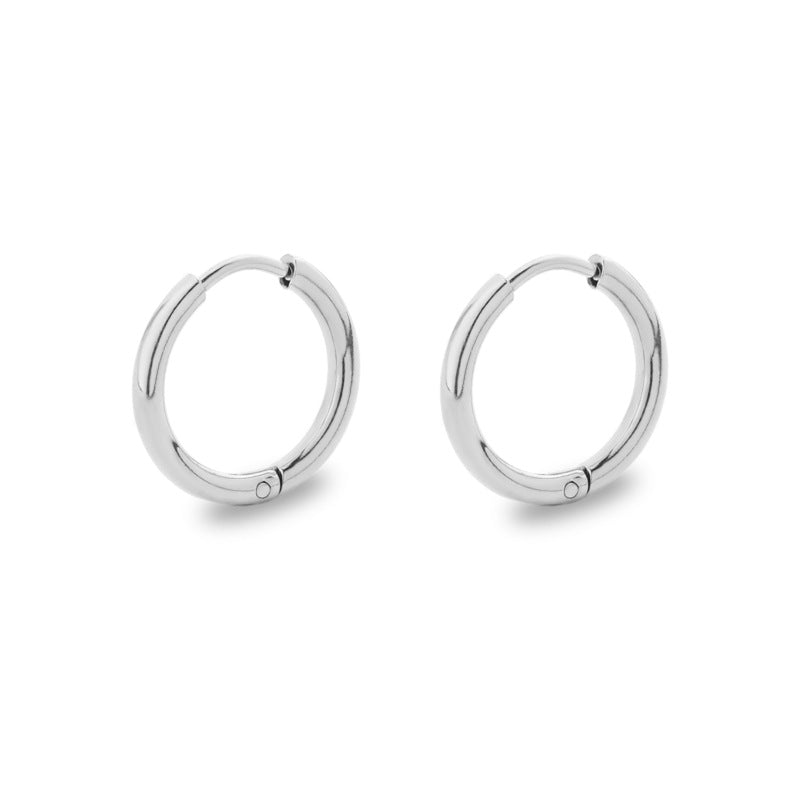 Simple Style Solid Color Stainless Steel Hoop Earrings 1 Pair